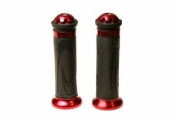 Buy 🤩 Mon Ster Red Anodized Aluminum & Rubber Grip Set For Scooters, ATVs, & Dirt Bikes ❤️ -Motorcycle Parts Sales Store aluminum rubber grips 2
